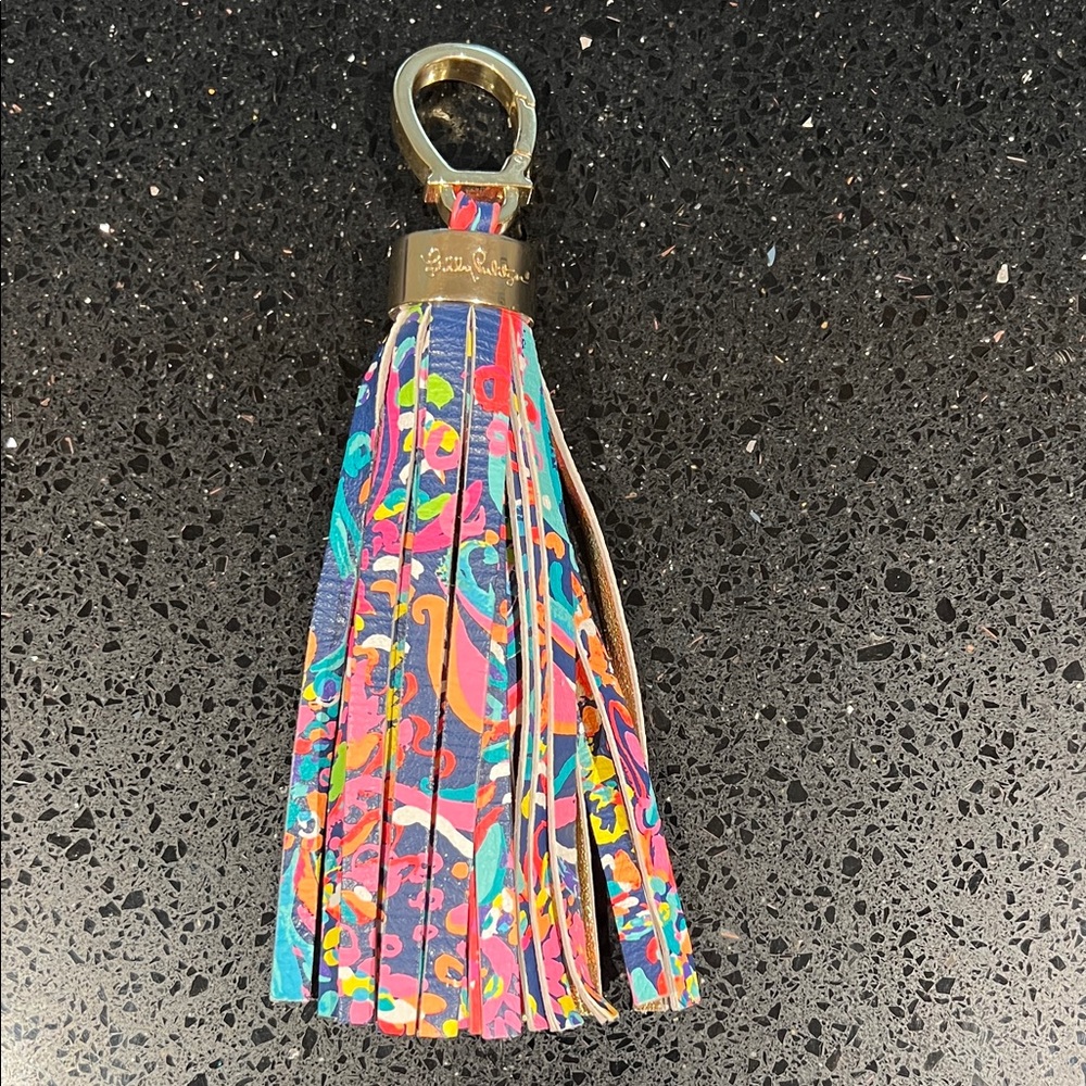 Lilly Pulitzer Multicolor Floral Tassel Keychain in Pink, Blue, Teal & Orange